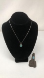 TURQUOISE RING & PENDANT WITH STERLING CHAIN 10G