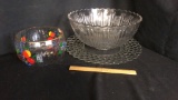 ROMANIA GLASS PUNCH BOWL, LARGE TRAY, & MORE