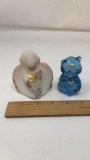 2) FENTON GLASS HAND PAINTED FIGURINES SIGNED