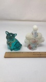 FENTON GLASS HAND PAINTED FIGURINES SIGNED.