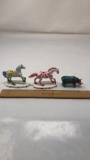 2)PAINTED PONIES MINI FIGURINES & 1) COW PARADE