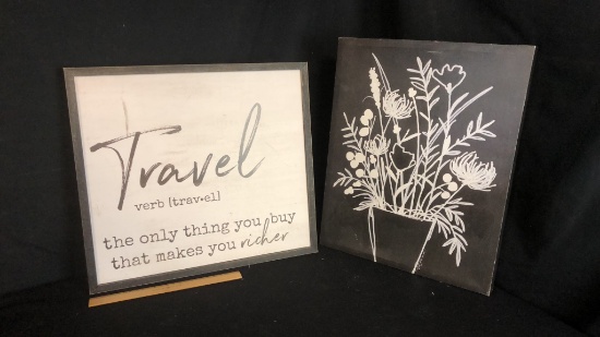 2) PRINTS "TRAVEL IS A VERB" & FLOWERS IN A VASE