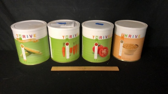 4) THRIVE LIFE 40-86 SERVING EMERGENCY FOOD CANS