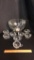 GLASS PUNCH BOWL, 8) CUPS, & LADLE