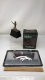 BRONCOS MIRRORED PLATE & TOM HELTON MINI STATUE