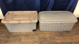 2) LARGE PLASTIC STORAGE TOTES WITH LIDS