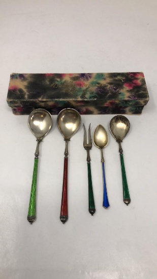 HJAIMAN HANSSEN  STERLING SILVER SPOONS & FORK