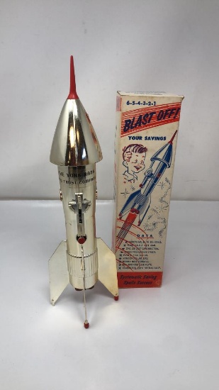 VINTAGE 1960S BLAST OFF GUIDED MISSILE COIN BANK