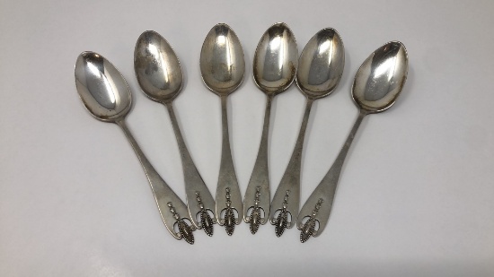 6) STERLING SILVER SPOONS. 95G