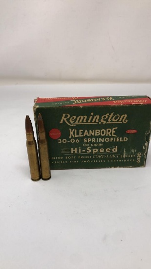 1) VINTAGE BOX OF REMINGTON 30-06 SPRINGFIELD AMMO