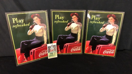 PLAY REFRESHED COCA COLA 1998 METAL SIGN