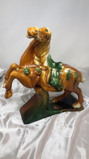 TANG DYNASTY STYLE TRI-COLOR HORSE STATUE