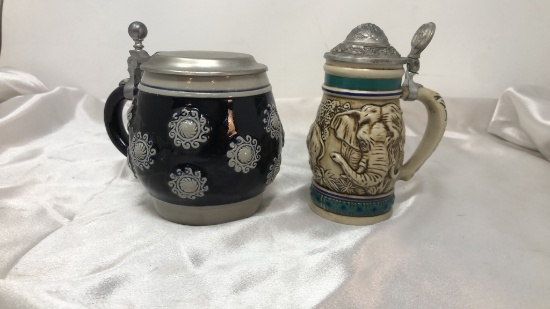 WEST GERMANY COLBALT AND AVON ELEPHANT BEER STEINS