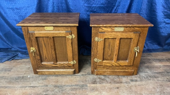 PAIR OF WHITE CLAD SIDE TABLES