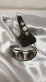 MOTHER OF PEARL SHELL CUFF BRACELET & RING 21G