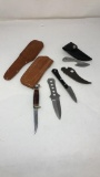 THROWING AND SKINNING KNIVES, LEATHER SHEATHS