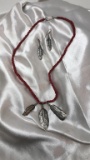 RICHARD LINDSAY CORAL & SILVER JEWELRY SET 45G