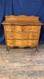 SERPENTINE FRONT QUARTER SAWN OAK DRESSER