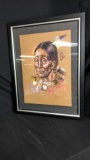 NATIVE AMERICAN MAN W/ FEATHERS PORTRAIT BY DIEGO
