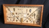 NATIVE AMERICAN ARROWHEADS ARRANGED SHADOWBOX