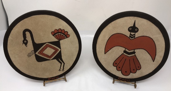 NATIVE AMERICAN LEATHER ON WOOD ART BY GAR PINCUS
