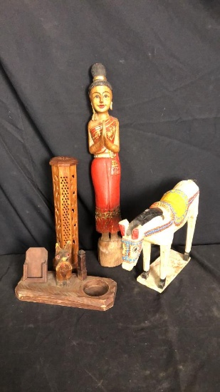 THAI LADY CARVING AND MORE WOOD CRAFTS