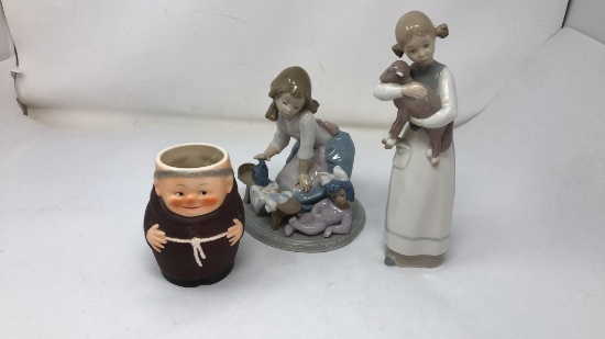 LLADRO FIGURINES: "GIRL WITH LAMB", "MY CHORES"