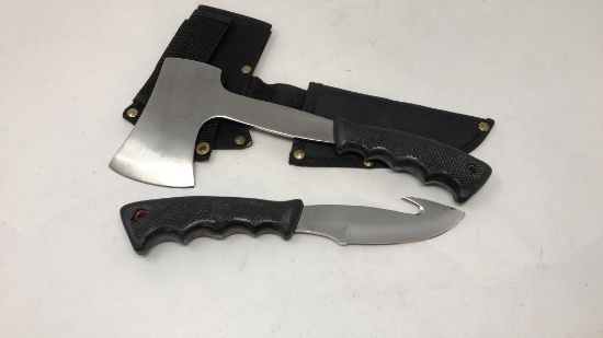 HATCHET AND FIXED BLADE GUTHOOK KNIFE COMBO