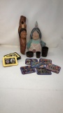 NATIVE AMERICAN CHEIF ART & BAMBOO TEA CADDY
