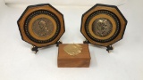 ASPEN WOOD BOX W 24K LEAF & PRESIDENTAL PLAQUES