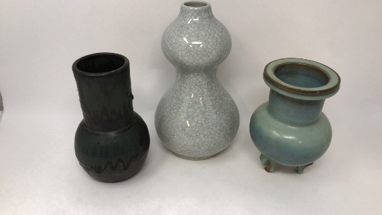 CHINESE STYLE VASES: JUN WARE, CRACKLE, MORE