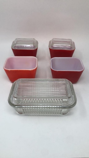 VINTAGE PYREX 501 AND PASABAHCE CONTAINERS