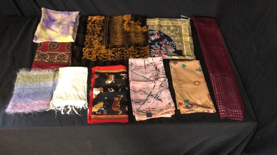 COLLECTION OF SCARVES: ALFRED AUNG SILK & MORE