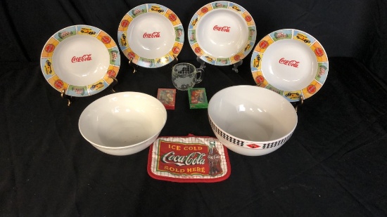 GIBSON COCA-COLA BOWLS, PLAYING CARDS & MORE