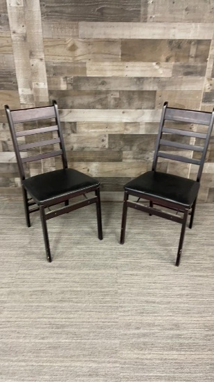 4) COSCO CONTOURED BACK WOOD FOLDING CHAIRS