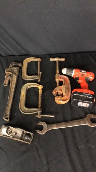 BLACK & DECKER DRILL, CLAMPS, WRENCH, & MORE