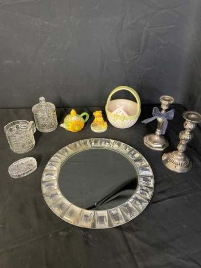 INDIANA GLASS, HOSLEY CANDLE HOLDERS, & MORE