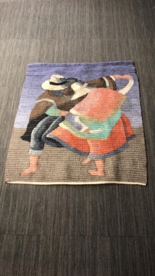 WOOL TAPESTRY OF SOUTHWESTERN DANCING COUPLE
