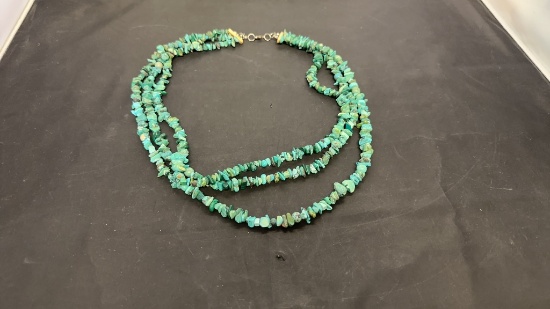 3 STRAND RAW TURQUOISE NECKLACE