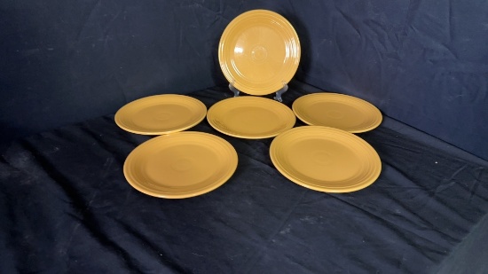 6) VINTAGE 9.5"D FIESTAWARE YELLOW PLATES