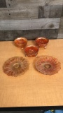 MARIGOLD CARNIVAL GLASS CANDY DISHES & PLATES