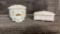 MILK GLASS: LION FACE JAR & OPAQUE JEWELRY BOX