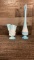 FENTON BLUE WHITE SWIRL CABBAGE ROSE VASES