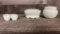 PALE GREEN MILK GLASS JAR & MINIATURE TEA CUPS