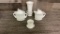 WESTMORELAND MILK GLASS SWAN & CATTAIL TABLE SET
