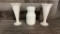 MILK GLASS VASES & MILK GLASS TWIST TOP JAR