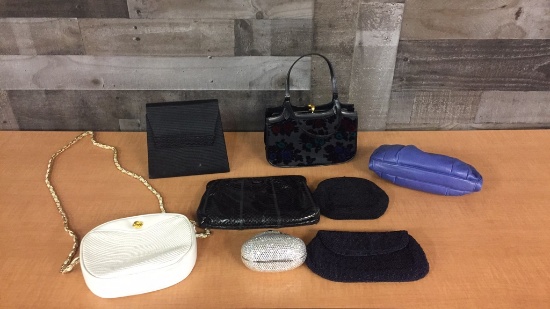 VTG BIENEN-DAVIS BLACK & FORAL CLUTCH PURSE & MORE