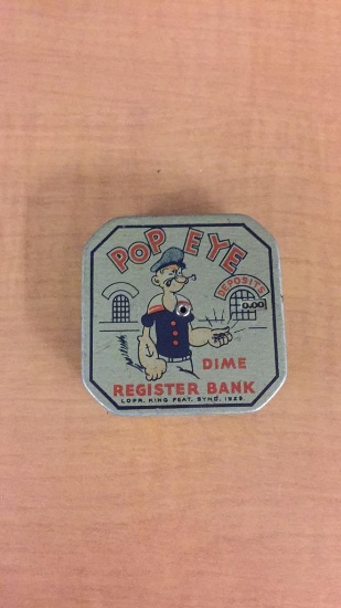 1929 POPEYE DIME REGISTER BANK