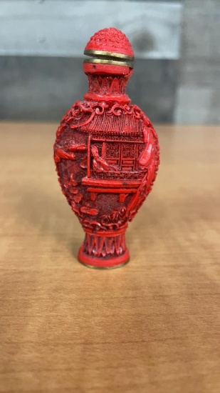 CHINESE CINNABAR SNUFF BOTTLE