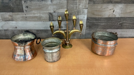 COPPER & BRASS CAULDRONS & CANDLABRA